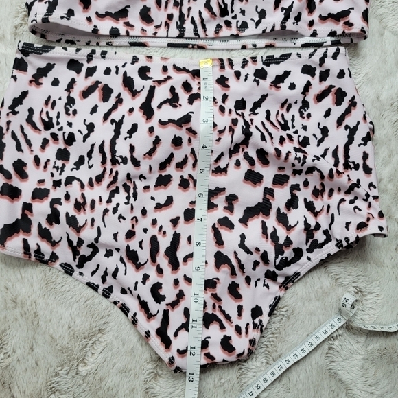 Grace Karin Pink Cheetah Leopard High Rise One Shoulder Bikini Swimsuit NWT Sz M - Picture 11 of 13